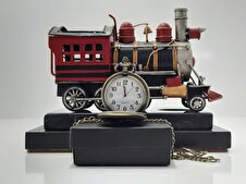 Tcdd Tren Modelli Türk Bayraklı Antik Köstekli Saat